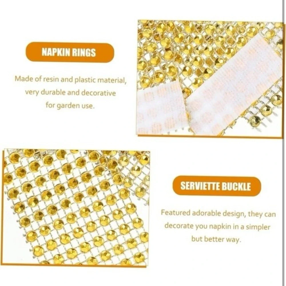 New 24pcs Decorative Napkin Rings with Rhinestones Inlaid Elegant Napkin Holders